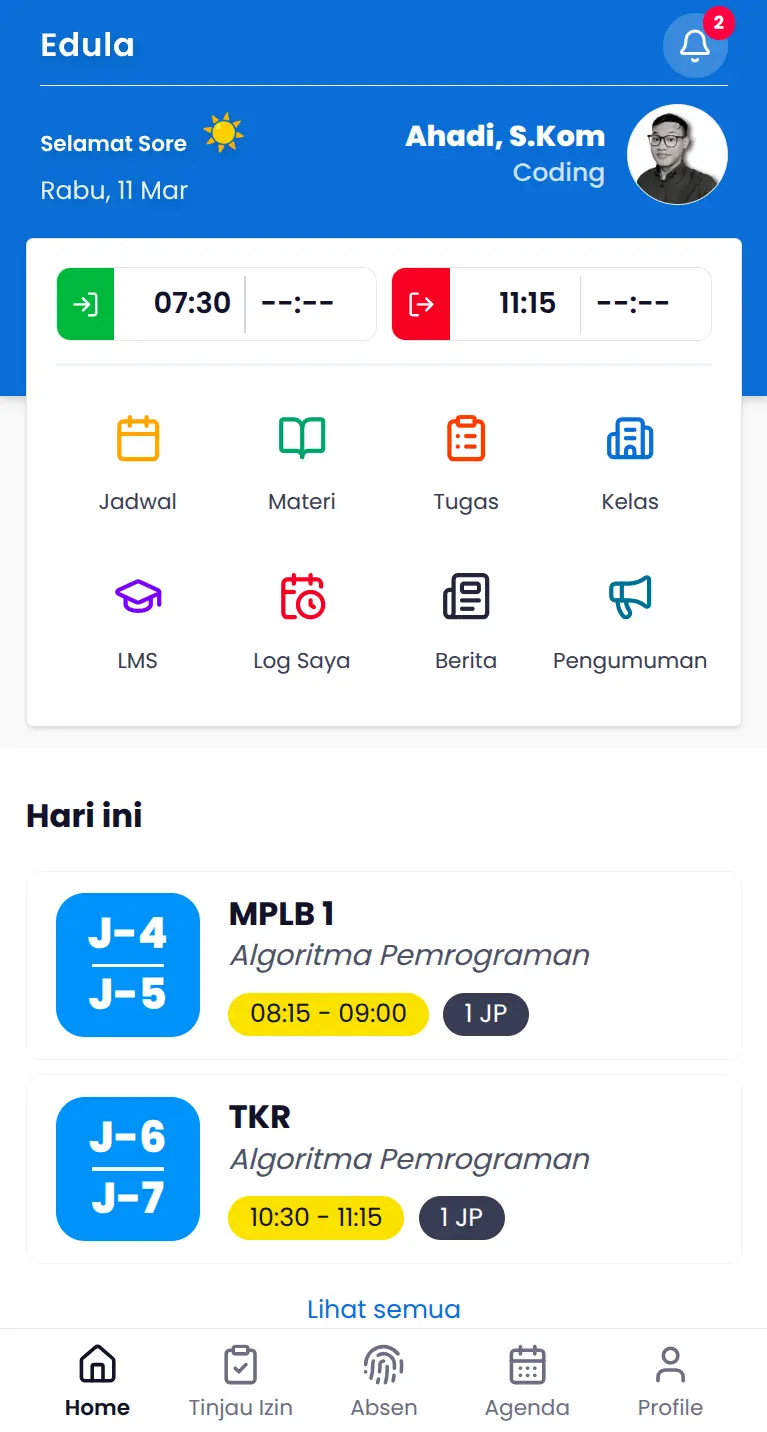 Preview aplikasi mobile Edula